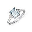 ZALES Emerald-Cut Aquamarine Ring in 14K White Gold with Diamond Accents