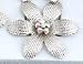 Improving Lifestyles Metal Textured Flower ring with Center Crystals Stretch Adjustable