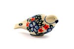 Polish Pottery Figurine Bird (1.97in.H x 1.97in.W x 4.53in.L) Traditional Pattern - H4519B