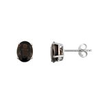 14K Oval 8x6 Smoke Topaz Stud Earring