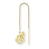 14K Cleveland Indians Cut Out Indian Head Threader Earrings
