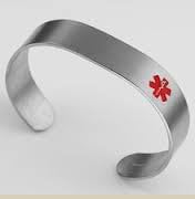 Medical Alert ID Stainless Steel Cuff Bracelet - Diabetic