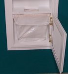 Recessed Solid Wood Bathroom (MPU-3) In the Wall Magazine Rack, Trash Can, Toilet Paper Holder Multipurpose Unit, Enamel Finish, Uses Standard Small Garbage