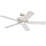 Monte Carlo 5LCR52TW Light Cast 52-Inch 5-Blade Ceiling Fan with Remote, Uplight and Matte White Blades, Textured White