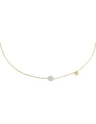Jewelplus Freshwater Cultured Pearl Butterfly Design Necklace 14K Yellow Necklace