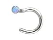 Synthetic blue opal NICKEL FREE 14 karat white gold nose ring