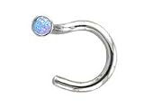 Synthetic blue opal NICKEL FREE 14 karat white gold nose ring