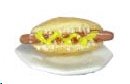 Dollhouse Miniature Hot Dog with Mustard on a Bun