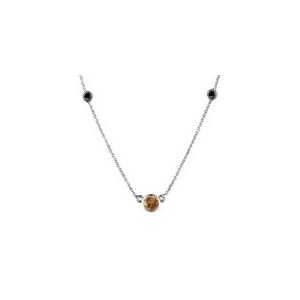 Buy 0.11 Cts Black Diamond and 0.40 Cts Citrine Necklace in 18K White Gold