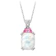 Lab-Created Opal and Lab-Created Pink Sapphire Pendant in 10kt. White Gold