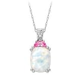 Lab-Created Opal and Lab-Created Pink Sapphire Pendant in 10kt. White Gold