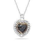 0.24 Cts Black Diamond Heart Pendant in Silver & Pink Gold