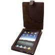 Apple Ipad Tablet Brown Solid Color Leather Folio Flip Case with Magnetic Closure Clasp and Inside Pocket + Premium Precut Screen Protector/Guard