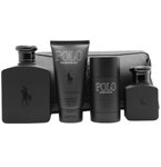 POLO DOUBLE BLACK by Ralph Lauren Gift Set for MEN: SET-EDT SPRAY 4.2 OZ & EDT SPRAY 1.3 OZ & AFTERSHAVE GEL 2.5 OZ & DEODORANT STICK ALCOHOL FREE 2.6 OZ & POLO MODERN RESERVE EDT SPRAY VIAL MINI & TOILETRY BAG