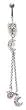 Stainless Steel Belly Ring with Clear CZ - Dangle