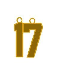 Number 17 Jersey Style Sports Necklace Charm Pendant #17 (0.8" Tall - Standard Size) GOLD PLATED Perfect For: Football, Baseball, Basketball, Soccer, Hockey, Softball, Volleyball, Lacrosse & More