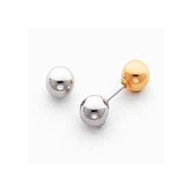 ~ Mindy Harris 14 KT Reversible White and Yellow Gold Ball Earrings