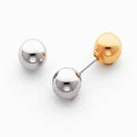 Click here to buy ~ Mindy Harris 14 KT Reversible White and Yellow Gold Ball Earrings.