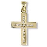 9 carat Yellow Gold Quarter Carat Diamond Channel Set Cross
