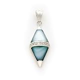 Sterling Silver Blue Mother of Pearl and Crystal Pendant