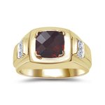 GIFTS FOR HIM - CHECKERCUT MENS GARNET & DIAMOND RING