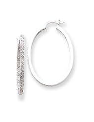 Ann Harrington Jewelry 14k White Gold .66 Ct Tw Diamond In & Out 2 X 24 X 31 mm Oval Hoop Earrings