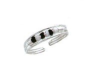 Toe Ring - Sterling Silver Black & White Beaded Toe Ring