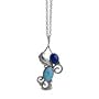 Sterling Silver Lapis and Turquoise Floral Motif Pendant Necklace