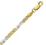 14k Two Tone Gold 22 Inch X 3.8 mm Mariner Link Necklace