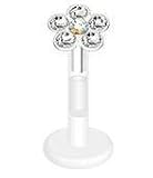 Body Accentz® Square Diamond Cut Press-Fit CZ Gem Bio-Flex Shaft Labret Monroe 16G 3/8