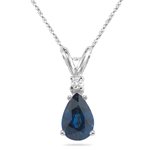 0.02 Cts Diamond & 0.94 Cts Blue Sapphire Pendant 