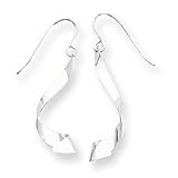 14k White Gold Twirl Band Dangle Earrings SE742