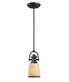 IMAGE OF Landmark Lighting 66171-1 Brooksdale 1 Light Ceiling Pendant in Oiled Bronze with Amber Glass glass