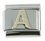 Stainless Steel & Genuine 18K Gold Italian Charm Initial A