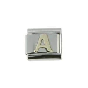 Buy 18K gold and steel Italian Charm Initial A