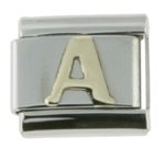 18K gold and steel Italian Charm Initial A
