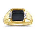 0.01 CT 10MM SQUARE ONYX MENS GOLD RING