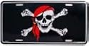 Skull and Crossbones with Pirate Scarf License Plate