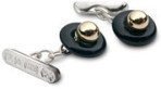 Handmade sterling silver and 18ct yellow gold cufflinks with onyx