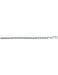 2.5mm White Gold Diamond Cut Rope Chain 30"