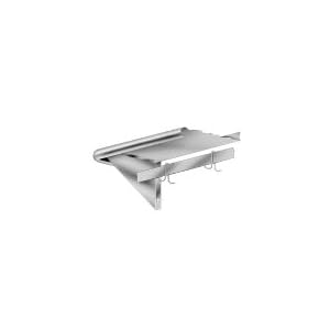Wall Mounted Shelf, W/ Pot Rack, SS, 12 in W, 120 in L, 9 Plated Pot Hooks