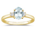 0.10 Cts Diamond & 5.35 Cts Sky Blue Topaz Classic Three Stone Ring in 14K Yellow Gold