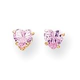 Sardelli - 14k Pink Heart Cubic Zriconia Screwback Earrings