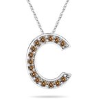 Initial Pendant - 0.30 Ct Brown Diamond \'C\' Initial Pendant
