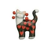 WhimsiClay Midnight Love Fancy Feline Lapel or Brooch Pin
