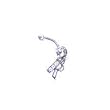 Stainless Steel Initial "R" Belly Ring with Clear CZ