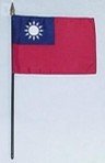 Taiwan (Republic of China) Flag Rayon On Staff 4 in. x 6 in.