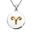ZALES Aries Zodiac Pendant in Sterling Silver and 10K Gold