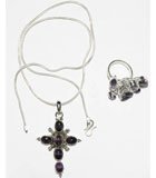 India Jewelry Earring And Pendant Sets Sterling Silver With Amethyst 35 Grams (Pndts017)