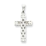 Sterling Silver Woven-Style Cross Pendant with 20 Inch Sterling Silver Chain